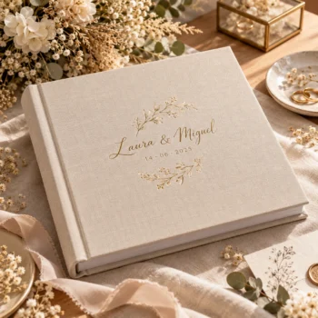 Álbum de boda personalizado en lino